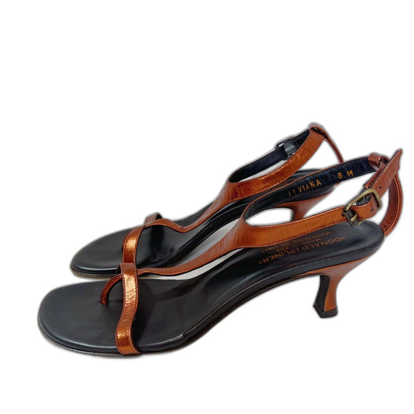 Donald J. Pliner Viana Copper Leather Kitten Heels Heeled Sandals y2k Size 8 - Picture 5 of 7